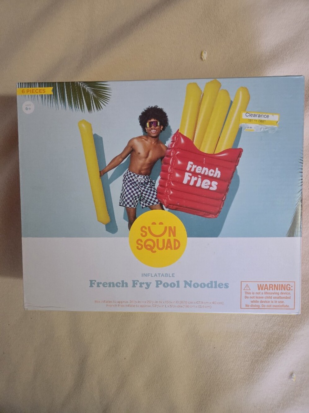 Sun Squad Inflatable French Fries Pool Float - Red